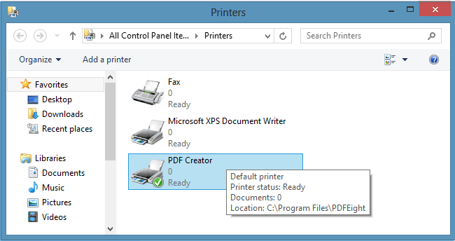 PDF Creator - print driver Windows 8.1, Windows 8, Windows Vista, Windows XP, Server 2012, 2008, 2003